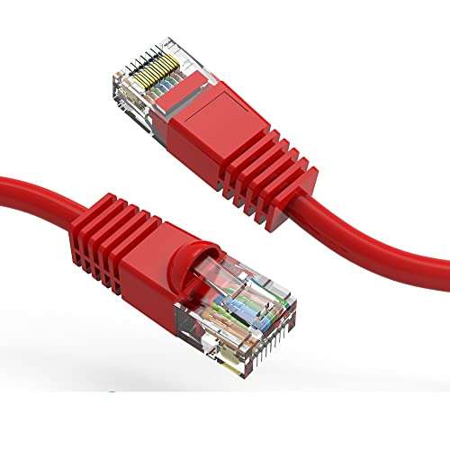 7ft (2.1M) Cat6 UTP Ethernet Network Booted Cable 7 Feet (2.1 Meters) Gigabit LAN Network Cable RJ45 High Speed Patch Cable, Red (2 Pack)