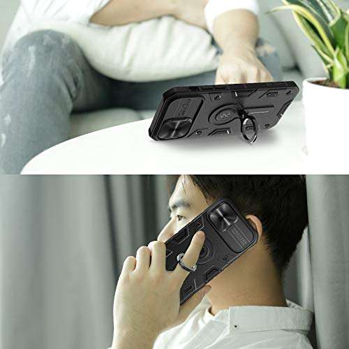 Nillkin Designed for iPhone 12/12 Pro Case - CamShield Armor Case with Kickstand Ring and Camera Cover, Military Grade Shockproof Cover 6.1 inch, Black 2