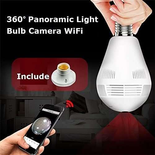 TP Plus V380 Pro Wi-Fi Full Ultra HD 1080P CCTV Smart Security Camera | LED Bulb Light with Holder | Indoor Wireless Panoramic Fish Eye Vision (Bulb Camera K-802) 3