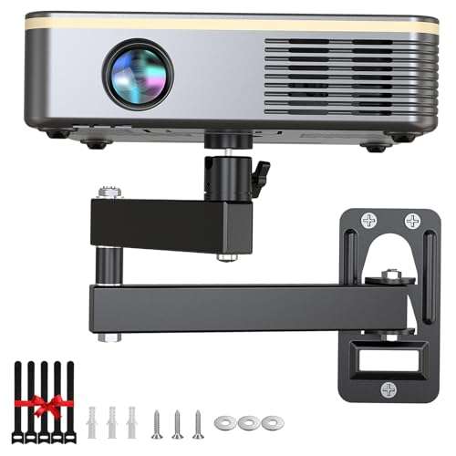 DAWASAPAT Universal Porjector Mount Foldable Projector Wall Mount 1/4" Screw, Adjustable Tilt&Swivel Hanging Projector Bracket Holder Wall Mount Hanger Rack Stand for Projector with Cable Ties 1