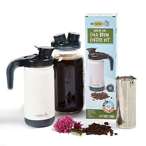 Nourished Essentials My Mason Makes - 35 oz Cold Brew Coffee Maker Kit - Make Great Iced Coffee or Tea at Home - Professional Coffee System with Insulated Jar to Keep Your Cold Brew Perfectly Cold 1