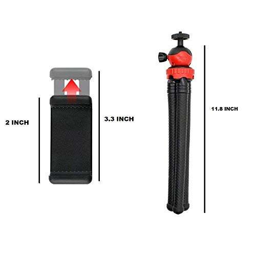 Yantralay 360° Rotatable Ball Head Flexible Gorillapod Tripod - Lightweight & Portable Tripod for DSLR, Action Camera & Smartphones with Mobile Attachment - Black 2