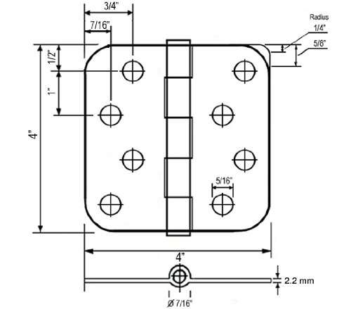 12 PCS 4"x4" Straight, Square Corner x 5/8" Round Radius Exterior Door Hinge Oil Rubbed Bronze (Almost Black) 2