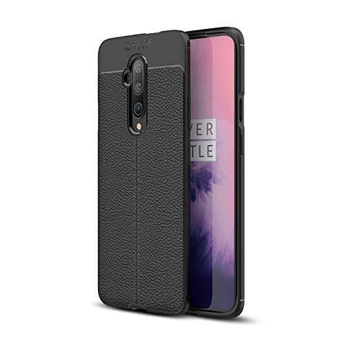 CruzerLite Compatible with OnePlus 7T Pro Case, Leather Texture Design Cover Anti-Scratch Shock Absorption Case for OnePlus 7T Pro (Black) 1