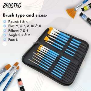 BRUSTRO Artists Gouache Colour Set of 24 (12ML Tubes Each) + Synthetic Brush Set of 15 5