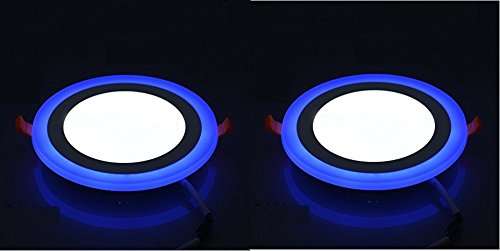 Jikrik (6+3) 9 Watt LED Side Blue (3W) and White (6W) Round Slim Panel Light Ceiling 3D Effect Lighting (Double Color) Set of 2 Pieces