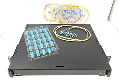 Ultra Spec Cables 1U 24 Port 19" Rack Mount Fiber Enclosure Singlemode LC-UPC Kit (Includes 4 x 3 Meter 12 Strand LC-UPC Pigtails and 24 x LC-UPC Adapters) for Splice 1