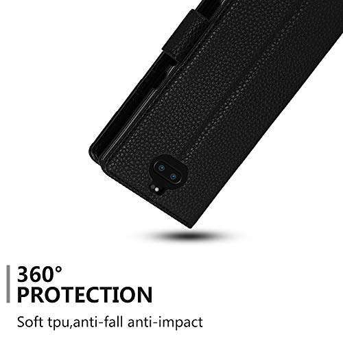 Leather Wallet Phone Case for Sony Xperia 10 Plus, LOKAKA Folding Flip Cases Protective Cover Strong Magnetic Closure with Card Slots Kickstand -Black 5