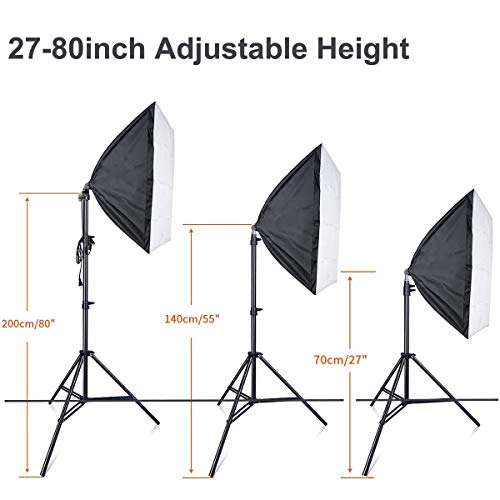 Softbox Lighting Kit, 135W 5500K LED Bulb 50x70cm SoftBox with Socket Continuous Photography Lighting Kit for YouTube Video, Portrait for Studio Lighting 3