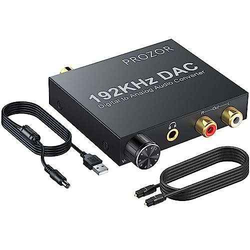 PROZOR 192KHz Digital to Analog Audio Converter Optical to RCA Adapter Upgrade Volume Adjustable DAC with Optical Cable, SPDIF TOSLINK to Stereo L/R & 3.5mm Jack Converters 4