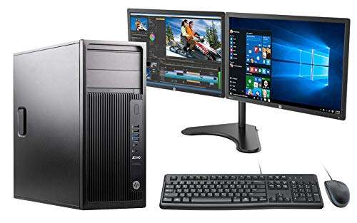 HP Z240 Tower Workstation System w/Dual 24 Z24i Monitors, i7-6700 up to 4.0GHz, 32GB DDR4 RAM, 1TB SSD, USB 3.0, Intel HD Graphics 530, Keyboard & Mouse WiFi BT 4.0 Windows 10 Pro 64-bit (Renewed) 1
