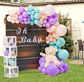 Purple Pink Sky Blue Metallic Balloons Garland Kit 61 pcs For Birthday, Baby Shower, Wedding Decoration. 5