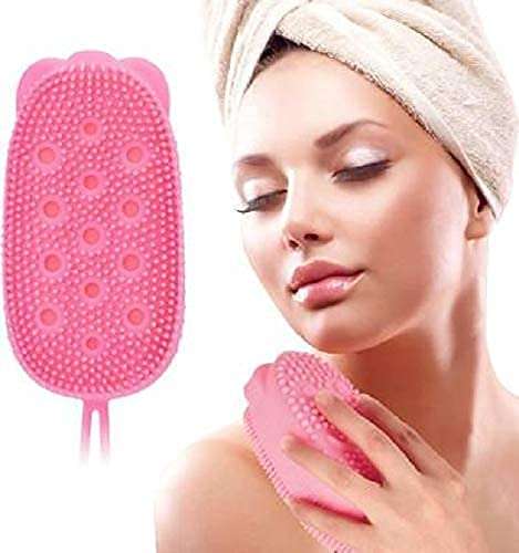 DMB STORE Silicone Bath Body Brush Exfoliating Massage Silicone Loofah Body Scrubber, Silicone Shower Sponge, Double Sided Rubber Scrub Body Brush for Baby Kids Men Women - Multicolor 1