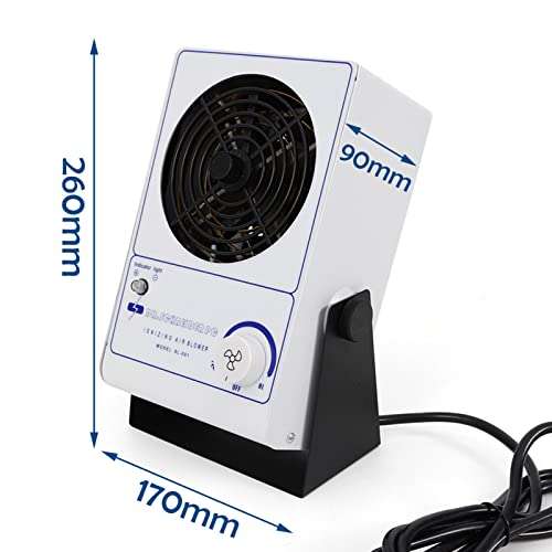 110V 60Hz Ionizing Air Blower Fan Anti Electrostatic Ion Blower Anti-Static Ionizer ESD Static Electricity Elimination Eliminator Fan Adjustable Wind Speed 6