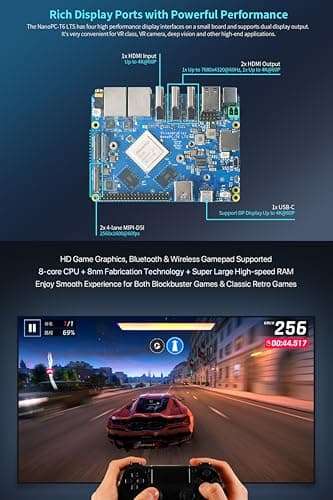 NanoPC-T6 LTS Mini Computer WiFi Router, Office Home Smart IoT Gateway, Rockchip RK3588 CPU 6Tops NPU, with 2X PCle 2.5G Ethernet Port for AI edge computing, Support M.2 NVMe SSD Module (8+64GB) 5
