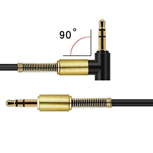 OUOU 3.5mm Audio AUX Cable [3-Pack/5ft] 90°Angled 3.5mm Aux Cable Male to Male Stereo Audio Spring Cables Compatible with Car, Beats Headphone, Studio, Recorder, Smartphone,Home Stereos,Speaker 6