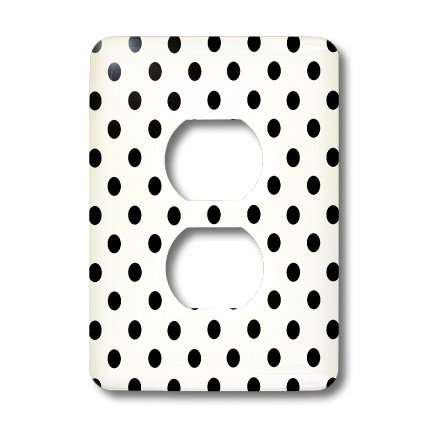 3dRose LLC lsp_20401_6 White and Black Polka Dot Print 2-Plug Outlet Cover 2