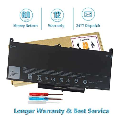 J60J5 7470 7270 Laptop Battery Compatible with Dell Latitude E7470 E7270 P26S001 P61G001 Series Notebook 1W2Y2 MC34Y WYWJ2 R97YT 242WD R1V85 GG4FM 0GG4FM PDNM2 NJJ2H 451-BBSX 451-BBSY 451-BBSU 55WH 2