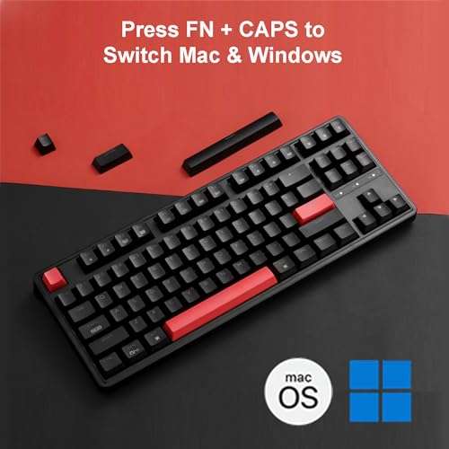 Keychron C3 Pro QMK/VIA Custom Gaming Keyboard, Programmable 87 Keys Compact TKL Layout Gasket Mount, Red LED Backlight Wired Mechanical Keyboard with Red Switches for Mac/Windows/Linux 5