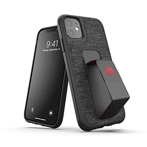 ADIDAS Sports Black Cell-Phone Case for iPhone 11, Drop-Resistant Hand-Grip Phone Cover with Strap 1