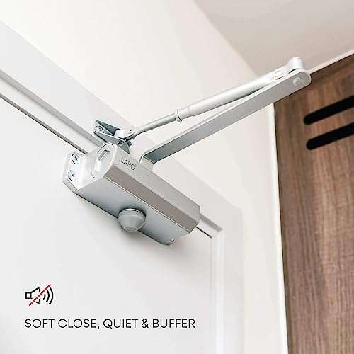 LAPO Heavy Duty Aluminium Automatic Hydraulic Double Speed Door Closer for Home Office | Aluminium and Wooden Soft Door Closers with Fitting Set for All Door Weight Up to 45 Kg (Silver Finish) 3