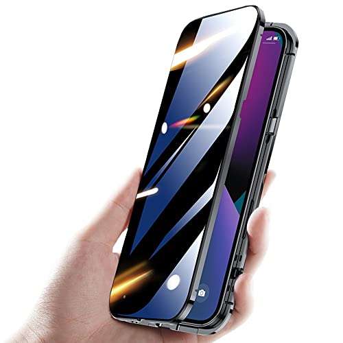 Lockable Anti Peeping Case for iPhone 12 Pro Max Magnetic Glass Case Built-in Camera Lens Protector Privacy Screen Glass Protector Bumper Case Anti peep Cover with Lock (12ProMax, Black) 1