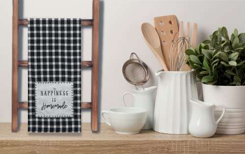 18TH STREET GIFTS Farmhouse Kitchen Towels, Set of 2 Black and White Buffalo Plaid Towels - Happiness is Homemade and Home Sweet Home 4