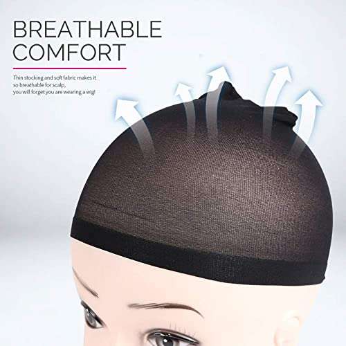 BISMAADH Wigs Cap Stocking Caps for Wigs - Stretchy Wigs for Women & Men Pack of 10 Black 6
