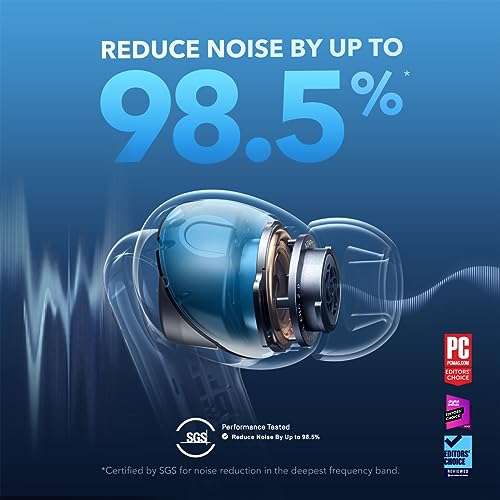 Soundcore by Anker Liberty 4 NC Wireless Earbuds, 98.5% Noise Reduction, Adaptive Noise Cancelling to Ears and Environment, Hi-Res Sound, 50H Battery, Wireless Charging, Bluetooth 5.3 2