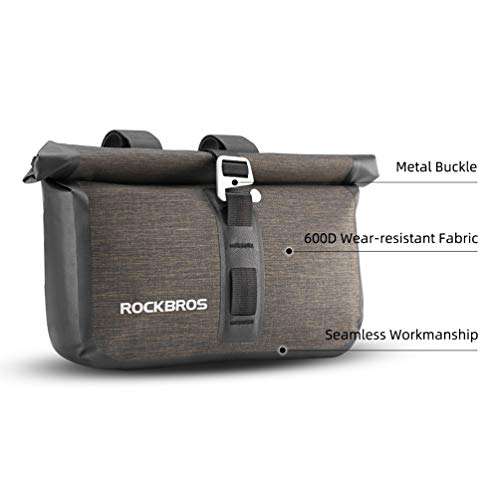 ROCKBROS Bike Handlebar Bag Waterproof Bicycle Front Handlebar Bike Bag 6L Bikepacking Bag for Mountain Road Bicycles 2