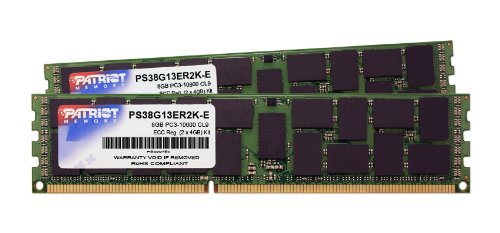 Patriot Signature 8 GB (2 x 4 GB) PC3-10600 (1333MHz) DDR3 CL9 ECC Registered DIMM Memory Kit PS38G13ER2K-E