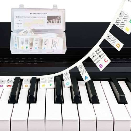 MUSIQ MAKER'S Removable Piano Keyboard Note Labels for Learning, Piano Notes and Keys Guide for 88 and 61 Keyboards. Say Goodbye to Piano Keyboard Stickers. 1