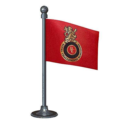 The Flag Corporation RCB Royal Challengers Bangalore Car Dashboard Flag 2in x 3in With A Stainless Steel Gunmetal Black Base 1