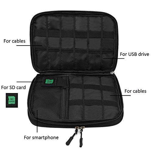 Electronic Organizer, Double Layer Travel Gadget Bag for USB Cable, SD Card, Hard Drive, Power Bank, iPad Mini, etc. with Free Bonus(1 SIM Card Adapter & 1 Velcro Roll) by Tqgoods 3