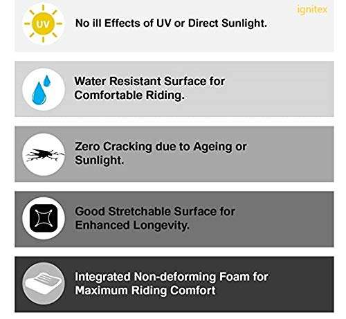 IGNITEX Waterproof Original Leather Seat Cover for Royal Enfield Classic 350, Bullet Classic, Bullet 350, Classic 500 & Desert Storm 500, Black 4