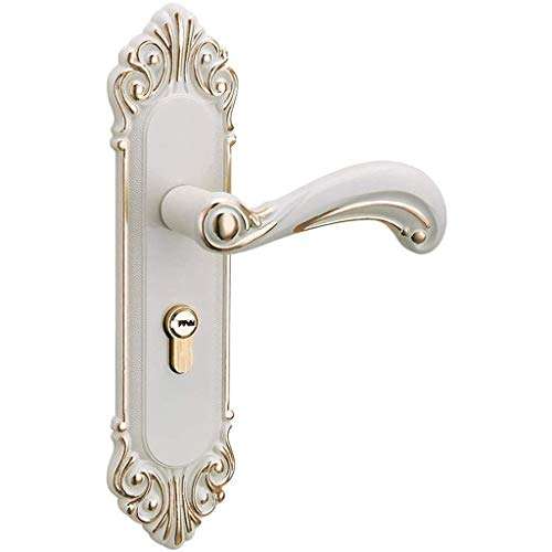 FSGHJJKN Privacy Lever Door Handle Easy to Open Locking Lever [for Bedroom or Bathroom] Reversible Waterproof and Durable. (Color : White) 1