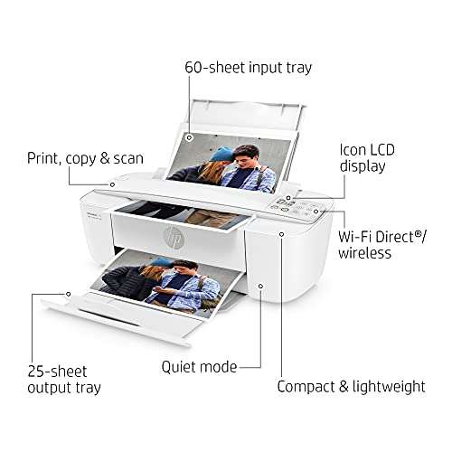 HP DeskJet 3772 All-in-One Color Inkjet Printer Scanner and Copy, Instant Ink Ready, Wireless Printers for Home and Office, Photo Print, Built-in WiFi, T8W88A (Renewed) 2