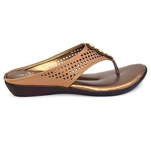 XE Looks Copper Lazer Comfort Slippers Flip Flop for Women 4