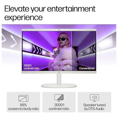 HP 22" All-in-One Desktop Computer for Home and School, Intel Quad-Core Processor (Beat i3-1110G4), FHD Display, 48GB DDR5 RAM, 4TB PCIe SSD, WiFi 6, Bluetooth, Business AIO, Windows 11 Pro, AZ-XUT 3