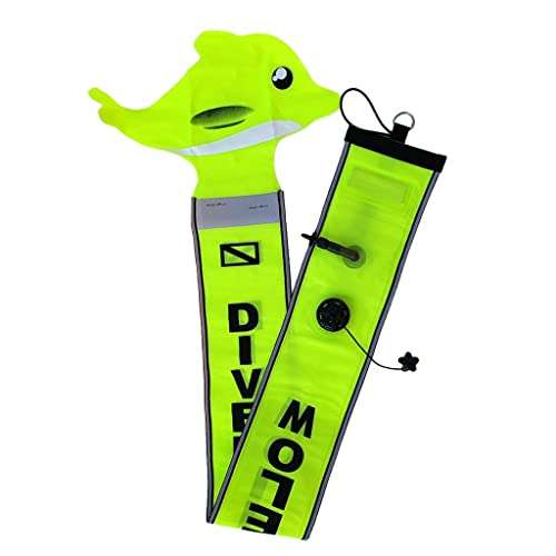 SHOVIAR Scuba Diving Surface Marker Buoy SMB Underwater Safety Buoy Fluo Yellow 5FT 3