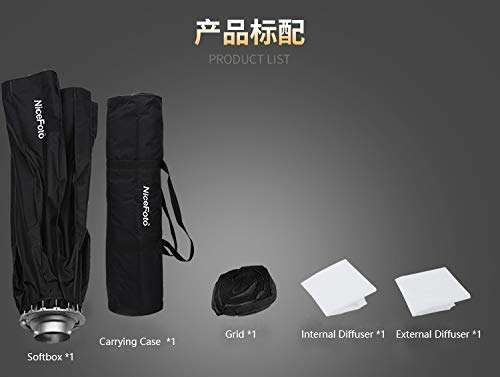Nicefoto 90cm Umbrella Softbox Photography Studio SoftBox with Grid Carry Bag Diameter 90cm for Photography Bowens LED Flash Light for Portrait Wedding Product Photography 2