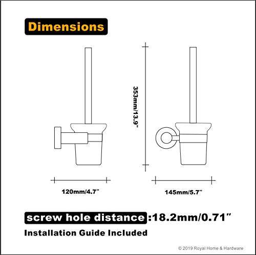 Royal H&H Bathroom Brass Toilet Brush and Holder Polished Chrome Wall Mount, Rustproof Solid Brass & Frosted Glass for Bath Storage 2
