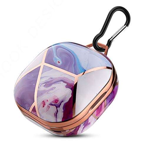 Troniker Stylish Case for Galaxy Buds 2 Pro (2022)/Galaxy Buds 2 (2021)/Galaxy Buds Pro (2021)/Galaxy Buds Live (2020) for Women Girl Full Protective Hardshell Case (Purple Gold Marble) 1