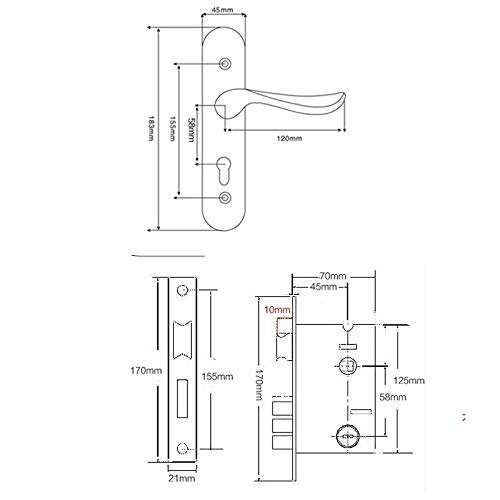 WSZJJ Entry Lever Door Handle and Single Cylinder Deadbolt Lock and Key Slim Square Locking Lever Handle Set [Front Door or Office] Right & Left Sided Doors Heavy Duty – Iron Black Finish 2