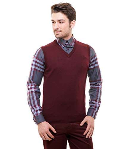 BASE 41 Men's Wool V-Neck Sweater (HS_BLACK_XL_Black_X-Large)