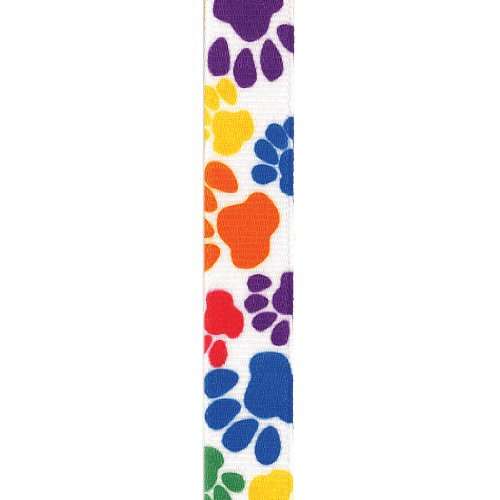 Offray Grosgrain Paw Print Craft Ribbon, 5/8-Inch Wide by 25-Yard Spool, Primary