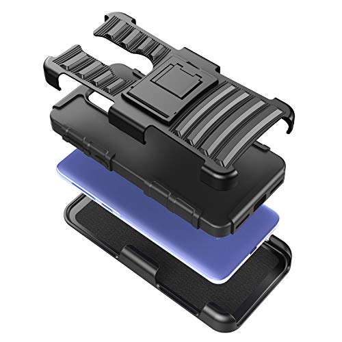 E-Began Case for Alcatel TCL A1X (A503DL), Alcatel Onyx (5008R) with Tempered Glass Screen Protector (Full Coverage), Belt Clip Holster Kickstand Shockproof Protective Heavy Duty Armor Case (Black) 5