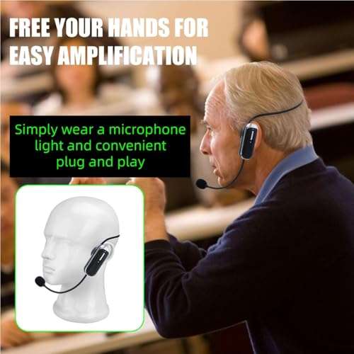 kh Dual Wireless Microphone Headset for 2 People with 1/4''Plug, Range, UHF Wireless Headset Mic for Karaoke Speaker, Amplifier, Mic Speakers, PA System, Teaching, Fitness Teaching, Conferences 5