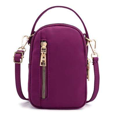 Women Nylon Cell Phone Purse Wallet Small Crossbody Bag Handbag for iPhone 13 12 11 Pro XS Max XS XR X Samsung Galaxy S23 S22 Plus S21 S20 FE S10 A53 A52 A51 A33 Google Pixel 7 6 5 BLU View 2 (Purple) 6