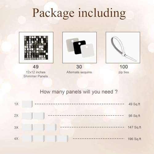 Ayfjovs 49 Pack 12” Panels-Black Shimmer Wall Backdrop, Black Sparkle Backdrop for Wedding Birthday Party Anniversary Photo Booths Stage Performances Runway Prom Background 2